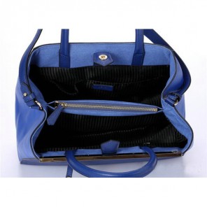 Fendi Fall Winter 2012 2Jours Blue Original Leather Tote Bag F001
