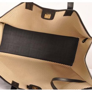 Fendi Punch Saffiiano Leather Shoulder Bag F2543 Dark Blue