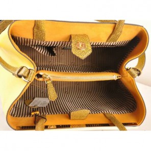 Fendi 2Jours Cannage&Ferrari Leather Tote Bag F2552S Lemon