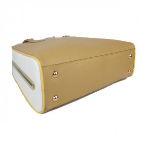 Prada Saffiano Leather Medium Tote Bag BL5018 Apricot&White