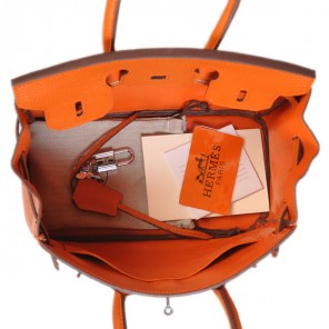Hermes Birkin 25CM clemence leather in Orange with Silver hardware