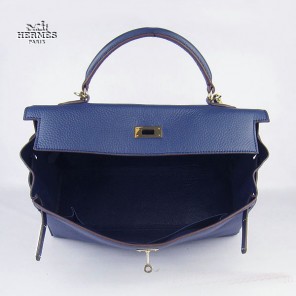 Hermes Kelly 35cm Togo Leather Bag Dark Blue 6308 Gold Hardware
