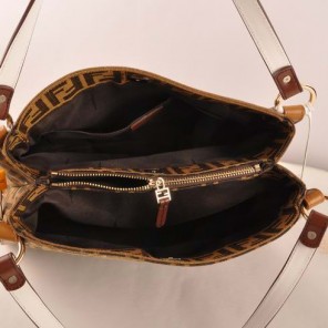 Fendi Classic FF Fabric Shoulder Bag F2507 Brown