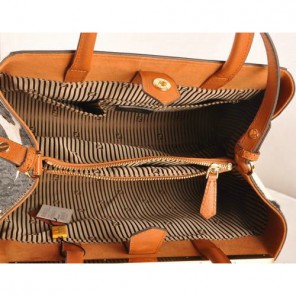 Fendi 2Jours Saffiiano Leather Horsehair Tote Bag F2552M Tan&Black