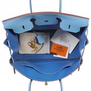 Hermes Birkin 35CM Palm stripes leather in light blue with gold hardware