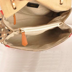 Fendi Silvana Suede&Patent Leather Flap Bag F2548 Black&Red