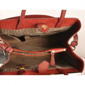 Fendi 2Jours Saffiiano Leather Horsehair Tote Bag F2552M Red&Black