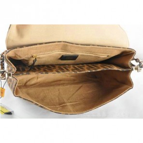 Fendi Paris Pequin Large Fabric Shoulder Bag