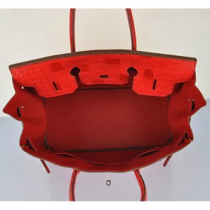 Hermes Birkin 35CM Tote Bag Croco Leather H6089 Red