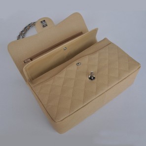 Chanel Jumbo Quilted Classic Cannage Patterns Flap Bag A58600 Apricot Silver