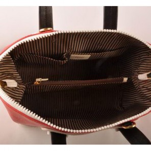 Fendi Chameleon Punch Saffiiano Leather Top Zip Tote Bag 2545 White-Red