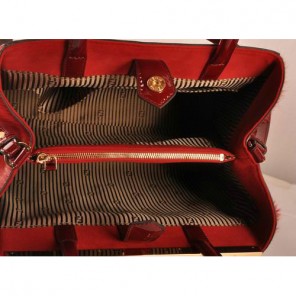 Fendi 2Jours Patent Leather Horsehair Tote Bag F2552M Red