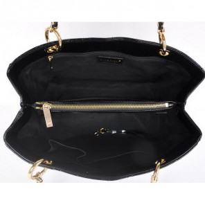 Chanel A50995 Black Patent Leather Shoulder Bag Gold