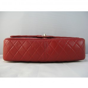 Chanel Red lambskin leather Flap Bag with Gold chain