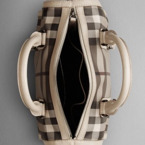 MEDIUM CHECK LEATHER BELTED BOWLING BAG