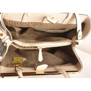 Fendi 2Jours Saffiiano Leather Horsehair Tote Bag F2552M White&Black