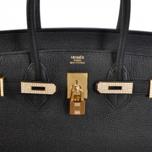Hermes Birkin 35CM togo leather in Black with Gold hardware with diamond