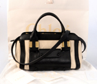 2013 Chloe alice leather tote handbag black with beige 322272