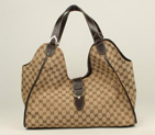 2013 Gucci Gucci GG Fabric Stirrup Shoulder Bag 296855 Brown 296855
