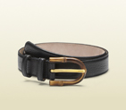 2013 Gucci black leather belt with bamboo buckle 322954 A7M0T 1000