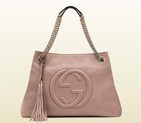 2013 Gucci soho medium light pink leather tote with chain straps 308982 A7M0G 6812