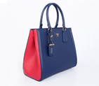 2013 PRADA BN2438 Saffiano Leather Tote Bag in Royal blue with Red 2438