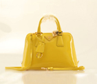 2013 PRADA Patent Leather tote bag 0838 in lemon yellow 0838
