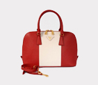 2013 PRADA Saffiano Leather Two Handle Bag 0837 in Red with White 0837
