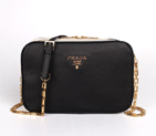 2013 Prada Calf Leather Mini shoulder Messenger Bag 2455 in Black with white 2455
