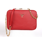 2013 Prada Calf Leather Mini shoulder Messenger Bag 2455 in Claret with white 2455