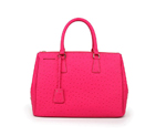 2013 Prada Classic Ostrich Leather Tote Bag 1786 in Rose red 1786