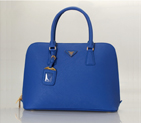 2013 Prada Saffiano Leather 33CM Two Handle Bag 0812 in Blue 0812
