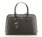 2013 Prada Saffiano Leather 33CM Two Handle Bag 0837 in Black with Diamond 0837