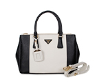 2013 Prada Saffiano Leather Tote Bag 2274 in Black with White 2274
