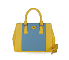 2013 Prada Saffiano Leather Tote Bag 2274 in Blue with Yellow 2274