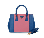 2013 Prada Saffiano Leather Tote Bag 2274 in Cherry pink with Blue 2274