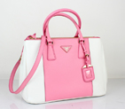 2013 Prada Saffiano Leather Tote Bag 2274 in Cherry pink with White 2274