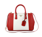 2013 Prada Saffiano Leather Tote Bag 2274 in Flame with White 2274