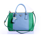 2013 Prada Saffiano Leather Tote Bag 2274 in Green with Skyblue 2274
