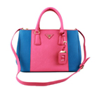 2013 Prada Saffiano Leather Tote Bag 2274 in Peach with Blue 2274