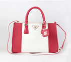 2013 Prada Saffiano Leather Tote Bag 2274 in Watermelon red with White 2274