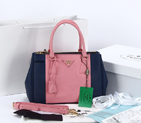 2013 Prada Saffiano Leather Tote Bag 2274 in blue with Pink 2274