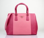 2013 Prada Saffiano Leather Tote Bag 2274 in cherry pink with Peach 2274