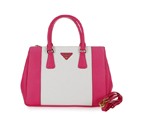 2013 Prada Saffiano Leather Tote Bag 2274 in white with Rose red 2274