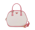 2013 Prada Saffiano Leather Tote Bag 6628 in Cherry pink with white 6628
