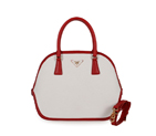 2013 Prada Saffiano Leather Tote Bag 6628 in Red with white 6628