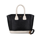 2013 Prada Saffiano Leather Tote Bags in Black with White 1846