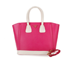 2013 Prada Saffiano Leather Tote Bags in Rose with White 1846
