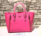 2014 Fall Winter Prada Calf Leather Tote with Double Zipper Details in Rose 0913