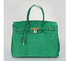 2014 Hermes Birkin 35CM Tote Bag Green Nubuck Leather H35 Gold hardware H35